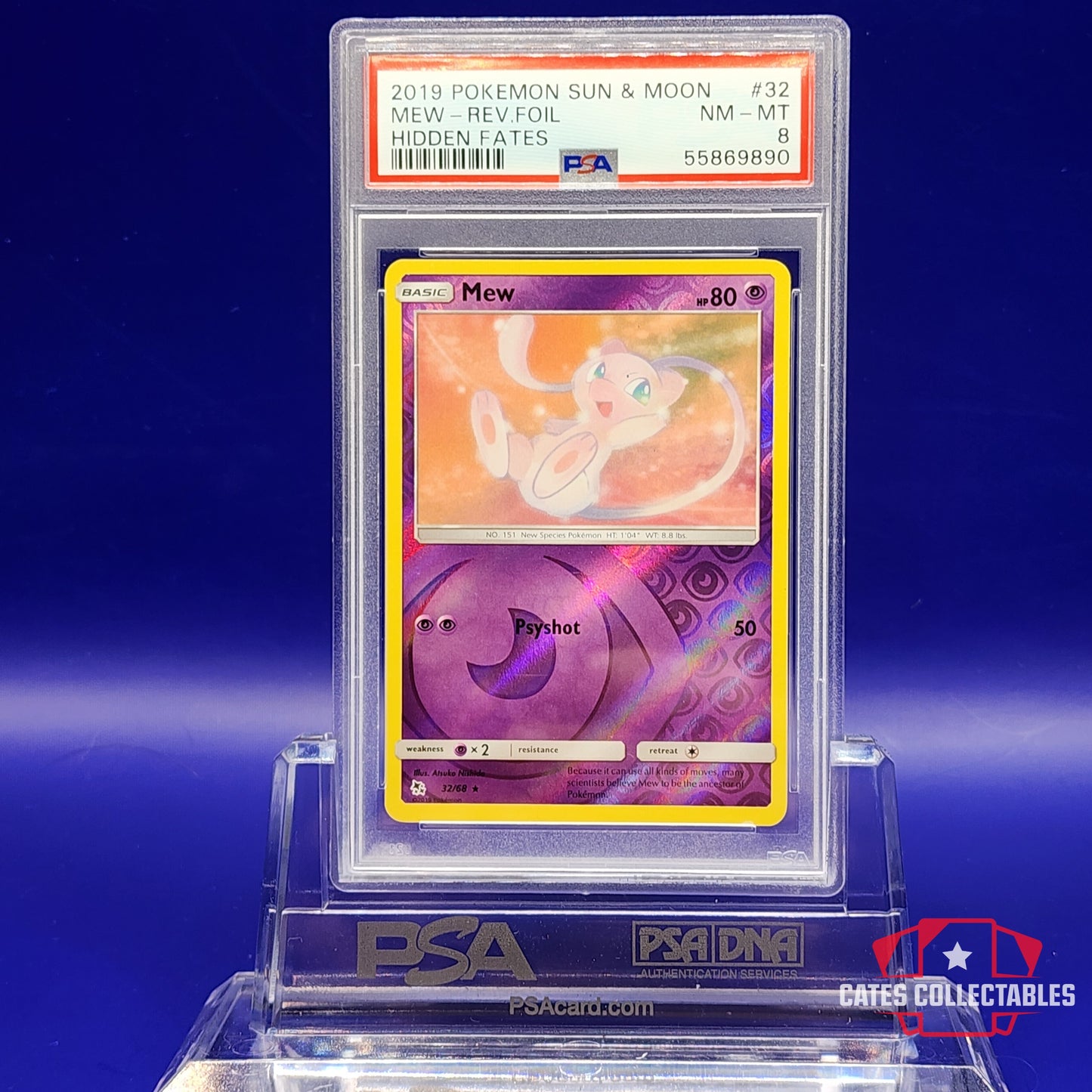 Pokemon Mew Hidden Fates 2019 Reverse Foil PSA 8